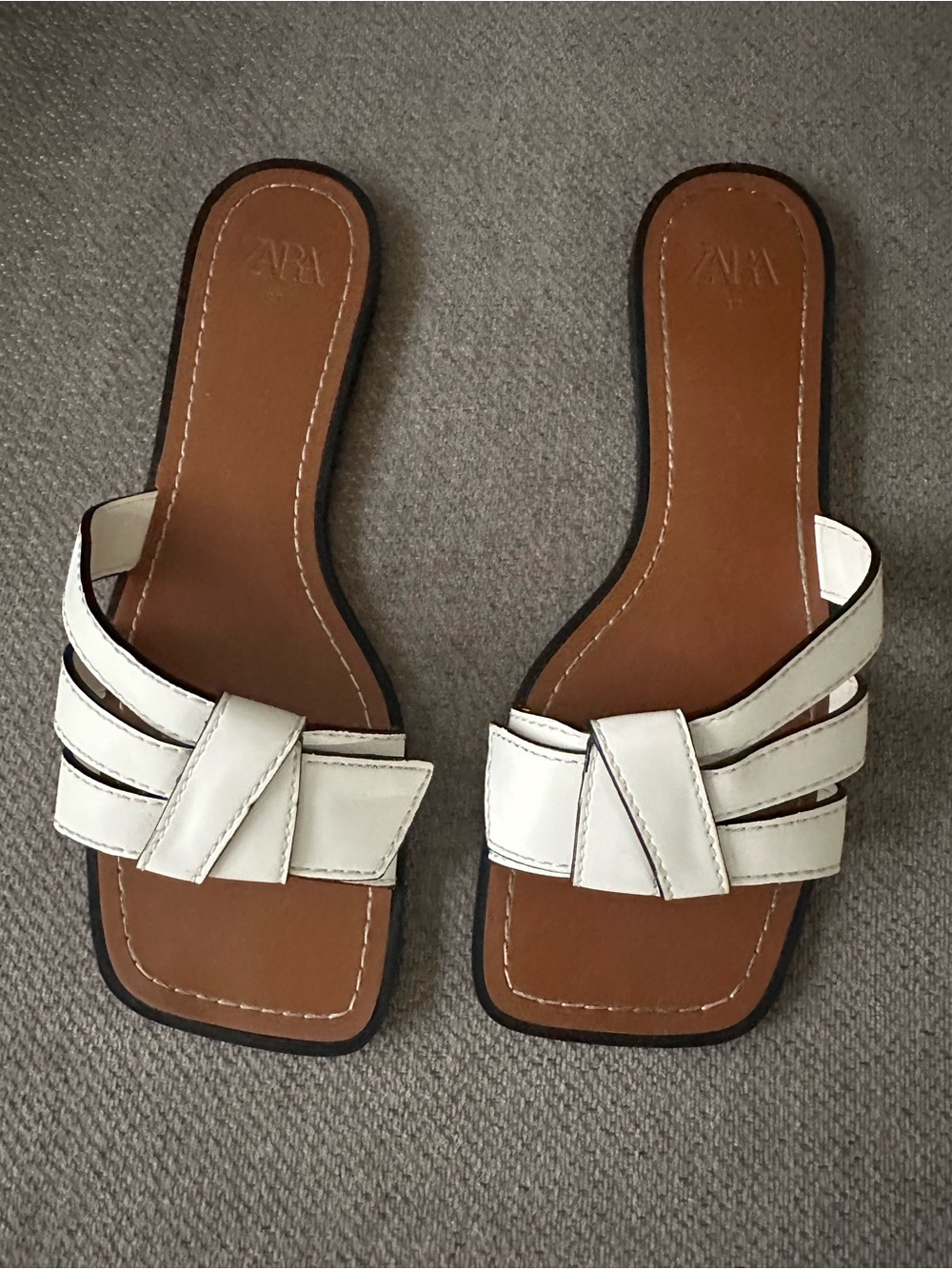 Zara Cream Strappy Knot Slide Sandals